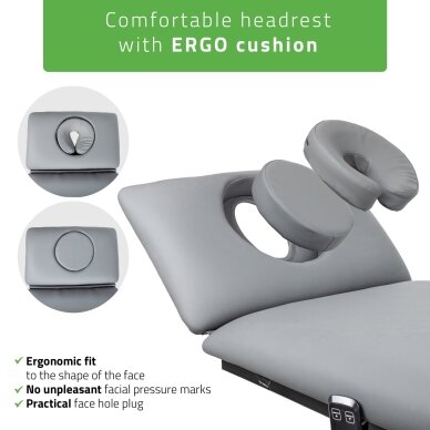 Professional massage and physiotherapy table-bed with foot control mechanism FORTIS 2 ERGO, gray 8