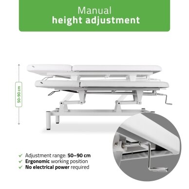 Professional massage and physiotherapy table-bed with adjustable backrest VIGO 2, white 2