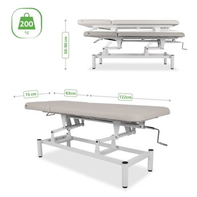 Professional massage and physiotherapy table-bed with adjustable backrest VIGO 2, light gray 7