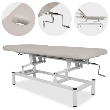 Professional massage and physiotherapy table-bed with adjustable backrest VIGO 2, light gray