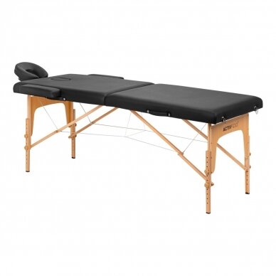 Profesionalus sulankstomas masažo stalas FIZJO LUX 2, juodos spalvos