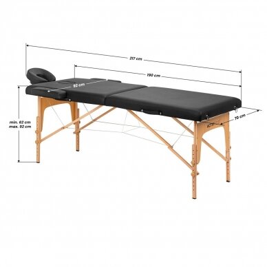 Profesionalus sulankstomas masažo stalas FIZJO LUX 2, juodos spalvos 16