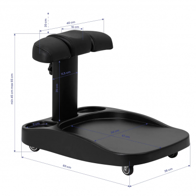 Profesionalus vežimėlis su pakoju pedikiūro vonelei AZZURRO, juodos spalvos 8