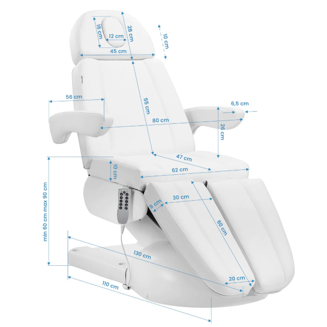 Professional electric cosmetology chair-bed AZZURRO LUX, white 16 Professional electric cosmetology chair-bed AZZURRO LUX, white 16