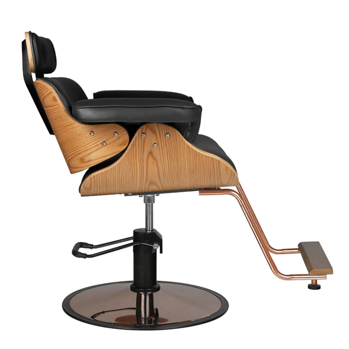 Professional hairdresser's chair with footrest and wooden elements GABBIAN FLORENCE, black color 2 Professional hairdresser's chair with footrest and wooden elements GABBIAN FLORENCE, black color 2