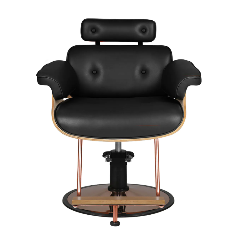 Professional hairdresser's chair with footrest and wooden elements GABBIAN FLORENCE, black color 1 Professional hairdresser's chair with footrest and wooden elements GABBIAN FLORENCE, black color 1