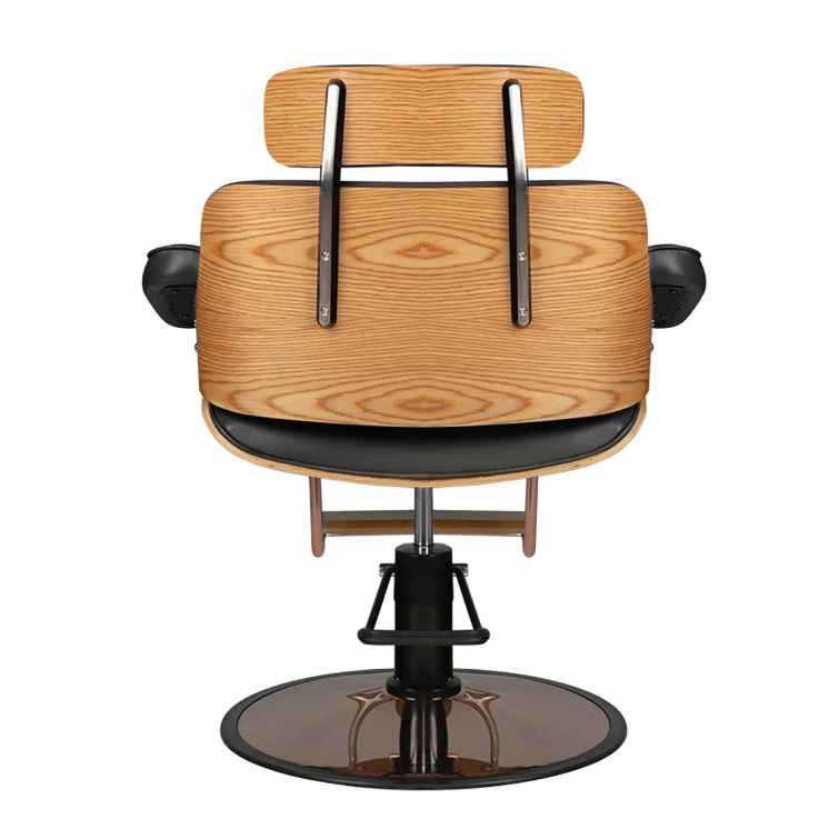 Professional hairdresser's chair with footrest and wooden elements GABBIAN FLORENCE, black color 3 Professional hairdresser's chair with footrest and wooden elements GABBIAN FLORENCE, black color 3