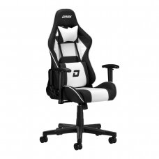 Profesionali biuro ir kompiuterinių žaidimų kėdė DARK, juodos/baltos spalvos