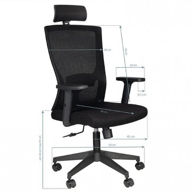 Registratūros ir biuro kėdė COMFORT 32H, juodos spalvos 4