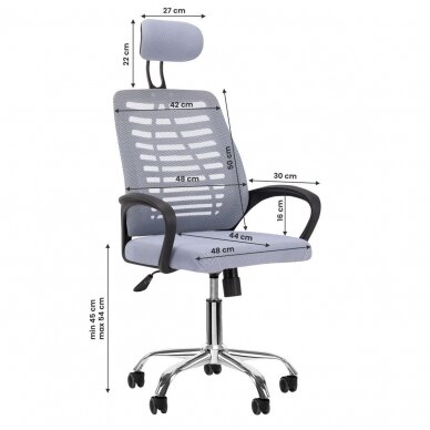 Registratūros, biuro kėdė QS-02, pilkos spalvos 7