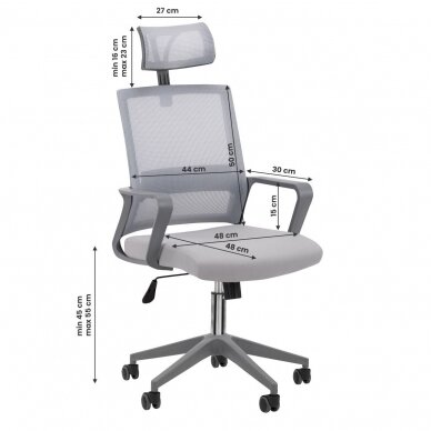 Registratūros, biuro kėdė QS-05, pilkos spalvos 8