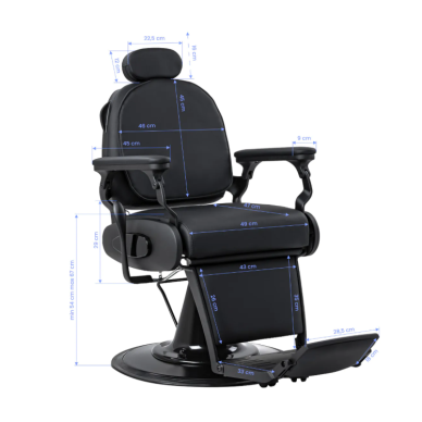 Professional barber chair for hairdressing and beauty salons GABBIANO FRANCESCO, black 18 Professional barber chair for hairdressing and beauty salons GABBIANO FRANCESCO, black 18