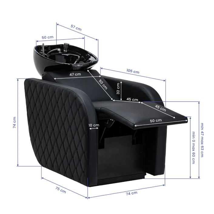 GABBIANO professional hairdressing sink INES with massage function, black 17