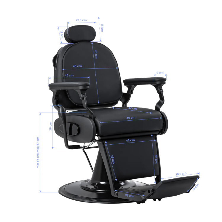 Professional barber chair for hairdressing and beauty salons GABBIANO FRANCESCO, black 18
