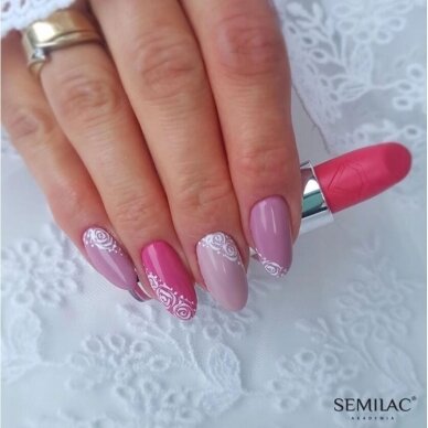 SEMILAC 064 стойкий гибридный гель лак для ногтей HYBRID Pink Rose, 7 мл. 3
