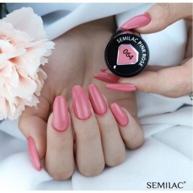 SEMILAC 064 стойкий гибридный гель лак для ногтей HYBRID Pink Rose, 7 мл. 1