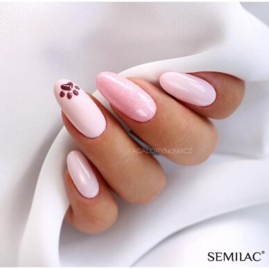 SEMILAC 164 стойкий гибридный гель лак для ногтей Pink Crystals 7 ml 1