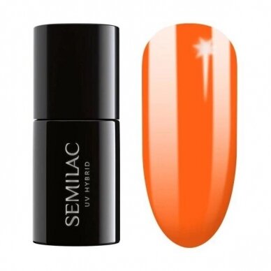SEMILAC 424 стойкий гибридный гель лак для ногтей Hybrid Orange Euphoria, 7 мл.