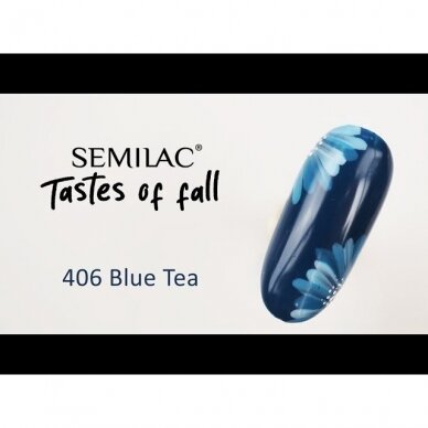 SEMILAC 406 стойкий гибридный гель лак для ногтей  Blue Tea 7 ml 2