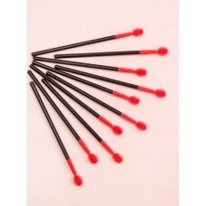 Silicone brushes for eyelash treatments 10 pcs., black with red