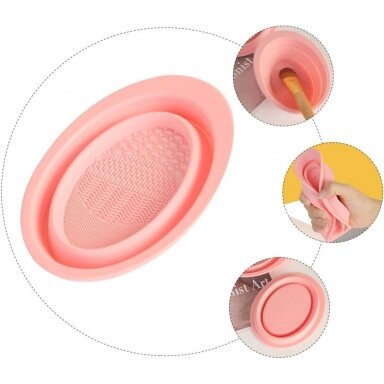 Silicone tub for washing makeup brushes PINK OVAL Silicone tub for washing makeup brushes PINK OVAL