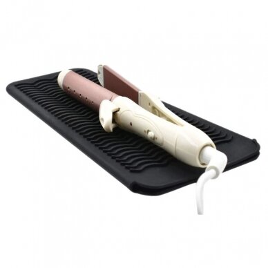 Silicone mat / sleeve for holding hot tongs, black color 3