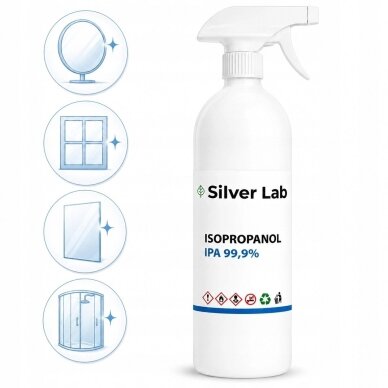 SILVER LAB glass and mirror cleaner IPA 99.9% with spray head, 1 L