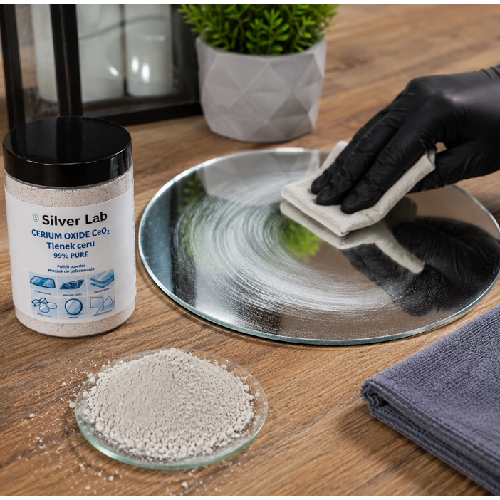 SILVER LAB cerio oksido (CeO₂) milteliai stiklo poliravimui, 99 %, 500 g 1