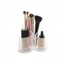 Transparent container, holder for brushes and brushes