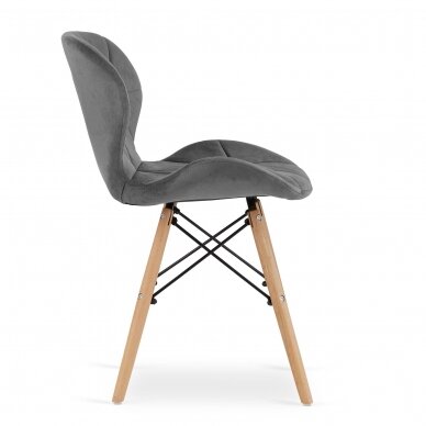 Skandinaviško stiliaus biuro ir laukiamojo kėdė LEO3373, pilkos spalvos aksomitas 4