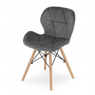 Skandinaviško stiliaus biuro ir laukiamojo kėdė LEO3373, pilkos spalvos aksomitas 5