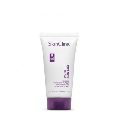 SkinClinic SYL 100 SUN LUX aukštos kokybės apsauginis kremas odai nuo saulės 50+ SPF (be aliejų, atsparus vandeniui), 50 ml