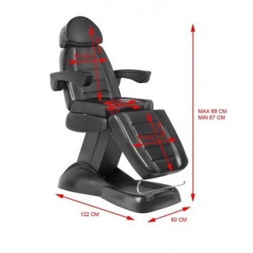 Kosmetologinė kėdė-lova valdoma elektra LUX,  juodos spalvos 10