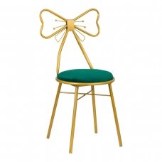 Stabili kliento kėdė, žalias aksomas, auksiniu rėmu