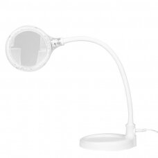 Profesionali kosmetologinė stalinė LED lempa - lupa ELEGANTE 2014-2R 30 SMD 5D su stovu ir tvirtinimu prie paviršių funkcija, baltos spalvos
