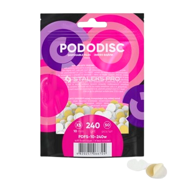 STALEKS Сменные абразивные материалы для мягкого поролонового диска PODODISC XS EXPERT, зернистость 240, 50 шт.