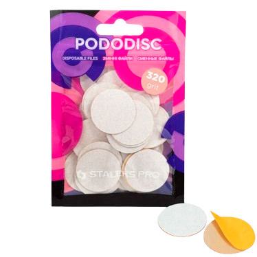 STALEKS Сменные файлы белые для педикюрного диска PODODISC L EXPERT 320 грит, 50 шт