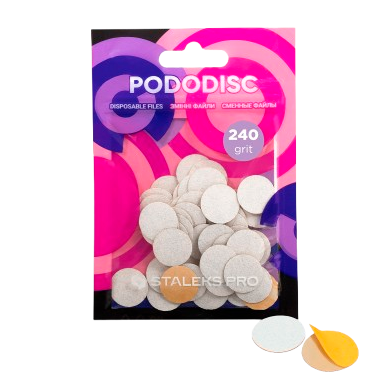 STALEKS Сменные файлы белые для педикюрного диска PODODISC S EXPERT 240 грит, 50 шт