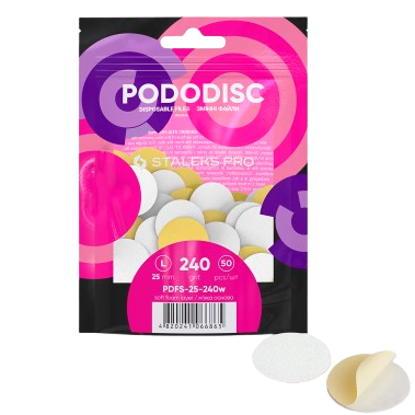 STALEKS  Сменные абразивные насадки  для мягкого поролонового диска PODODISC L EXPERT 240 г, 50 шт.