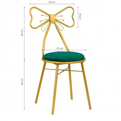 Stabili kliento kėdė, žalias aksomas, auksiniu rėmu 2