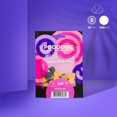 STALEKS keičiami abrazyvai soft foam podo diskui PODODISC S EXPERT 240 gritų, 50 vnt 2