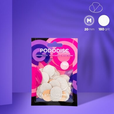 STALEKS PRO profesionalūs keičiami PODO diskeliai 20 mm (180gritų), 50 vnt 2 STALEKS PRO profesionalūs keičiami PODO diskeliai 20 mm (180gritų), 50 vnt 2