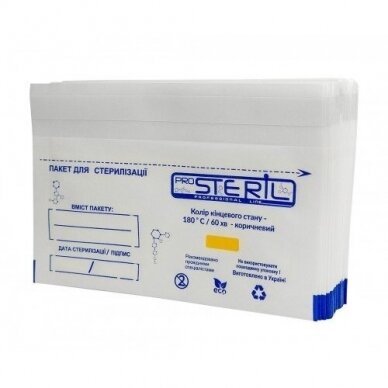 STERIL PRO sterilizavimo vokai-maišeliai su vidiniais indikatoriais, 60*100 (balti) mm., 100 vnt. (MADE IN UKRAINE)