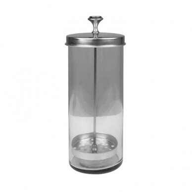 Stiklinis indas įrankių mirkimui ir dezinfekcijai 650 ml.