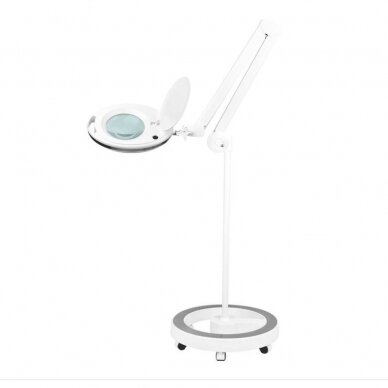 Profesionali kosmetologinė LED lempa-lupa ELEGANTE 6027 60 SMD 5D, baltos spalvos (su stovu)