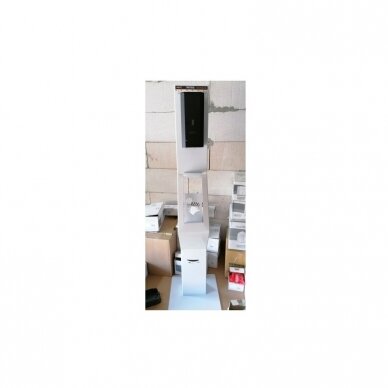 Hand sanitizer stand with automatic liquid dispenser, white
