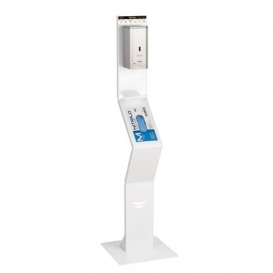 Hand sanitizer stand with automatic liquid dispenser, white