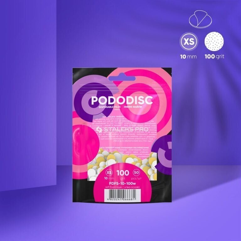STALEKS Сменные абразивные материалы для мягкого поролонового диска PODODISC XS EXPERT, зернистость 100, 50 шт. 2 STALEKS Сменные абразивные материалы для мягкого поролонового диска PODODISC XS EXPERT, зернистость 100, 50 шт. 2