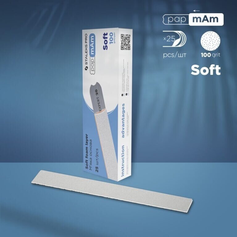 STALEKS disposable white files papmAm on soft foam layer EXPERT 20 100 grit, 25 pcs 1
