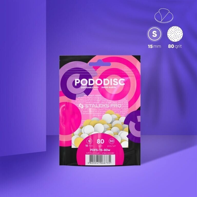 STALEKSСменные абразивные насадки для мягкого поролонового диска PODODISC S EXPERT, 80 г, 50 шт. 1 STALEKSСменные абразивные насадки для мягкого поролонового диска PODODISC S EXPERT, 80 г, 50 шт. 1